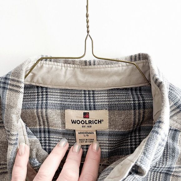 Woolrich Mens Button Up Shirt Twisted Dark Moccasin 100% Cotton Flannel Plaid L - Picture 5 of 8